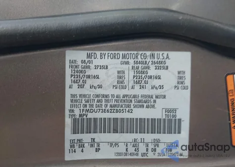 2002 Ford Explorer Xlt из США, поврежденный, VIN 1FMDU73E62ZB05142